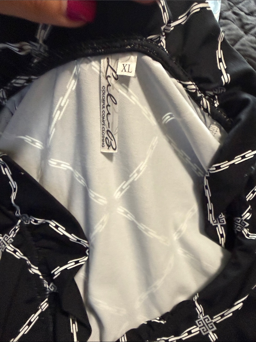Lulu-B Black Maxi Dress with White Lattice Pattern - Picture 3 of 3